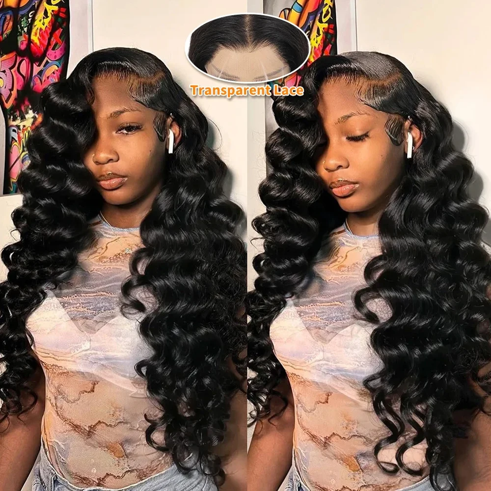 250% Density Loose Curly Deep Wave Lace Frontal Wigs Brazilian Virgin Human Hair Transparent HD 13x4 13x6 Lace Front Wigs image 3