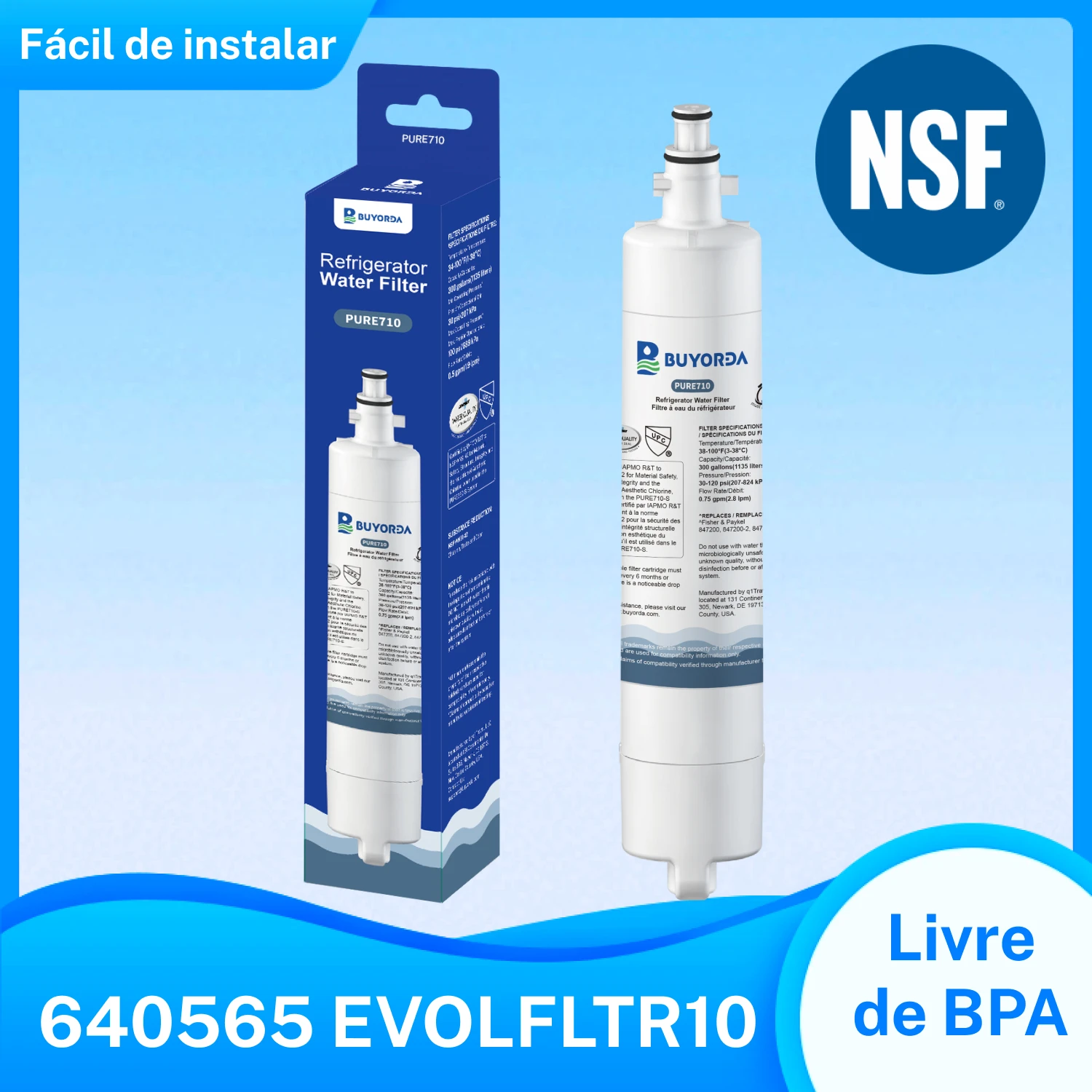 Filtro De Agua De Reposicao 847200 Para Geladeira for Fisher Paykel 847200-2 847200-WF Compativel Com Modelos E522 E422 E402 Bloco De Carvao Instalacao Facil Por Giro
