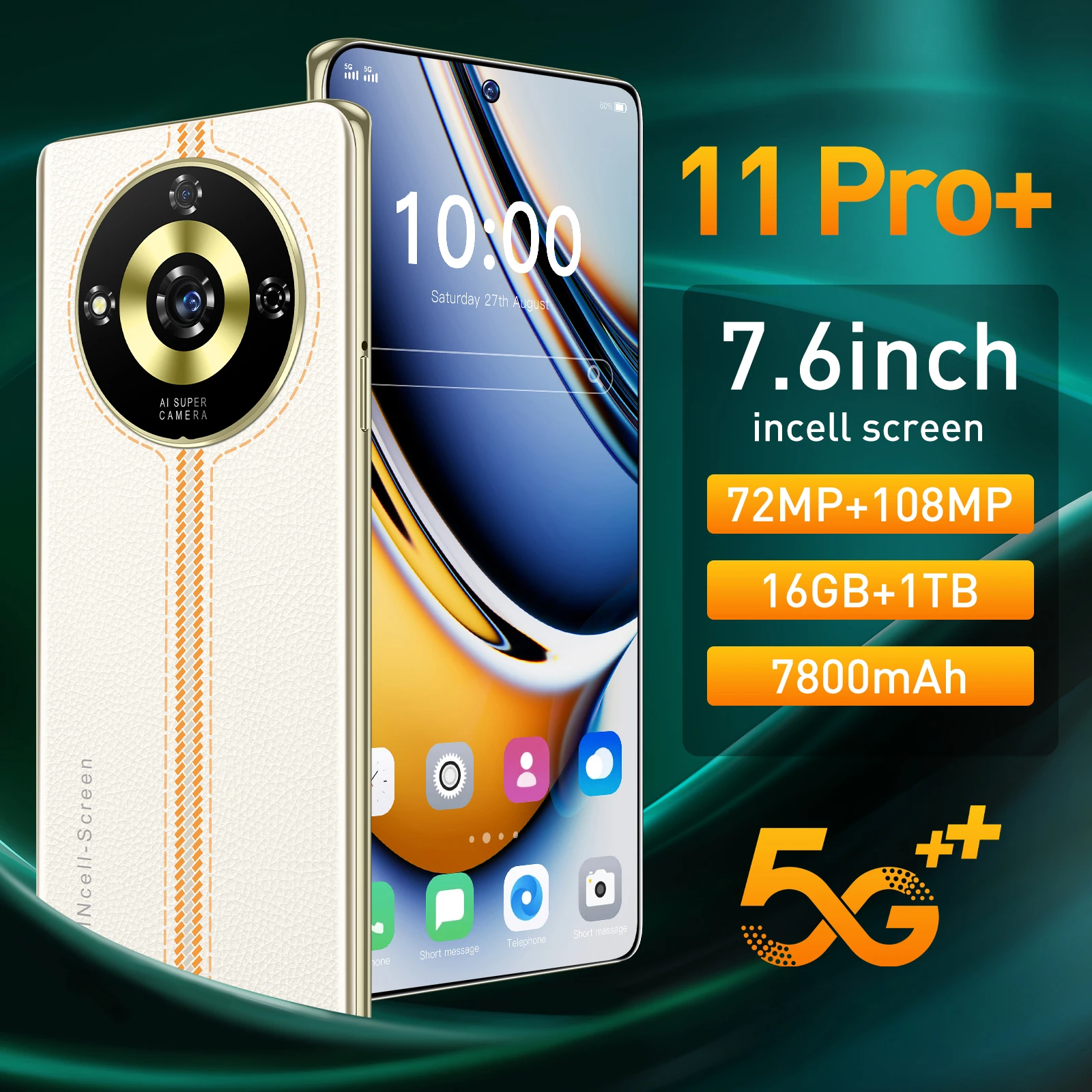 

2024 New 11 Pro+ Smartphone 5G 7.3 HD Face ID Cellphones Android 14 Cell Phone Unlocked 108MP 7800mAh Mobile Phone