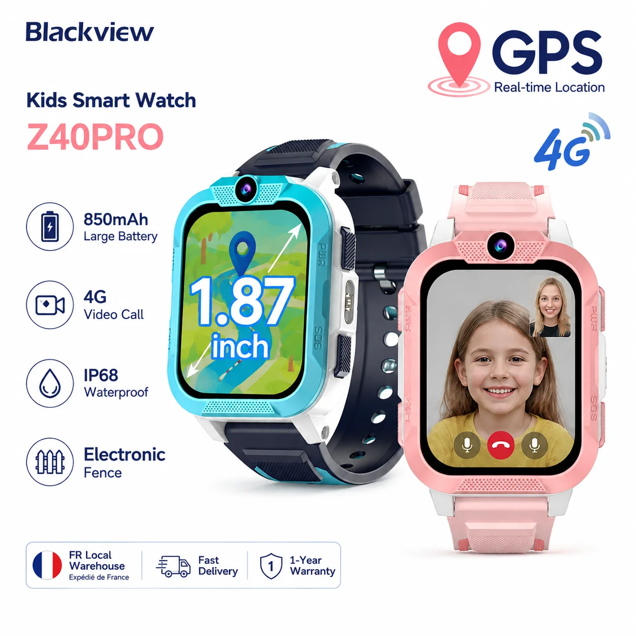 Reloj Inteligente para Niños Blackview Z40 Pro 4G, Videollamada, Posicionamiento GPS, Batería de 850 mAh, Reloj… — oferta en AliExpress