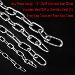 Any Meter Length 1.2-10MM Diameter Highly Polished Welded SS304/316 Stainless Steel Long Short Link Chain for Lifting Binding