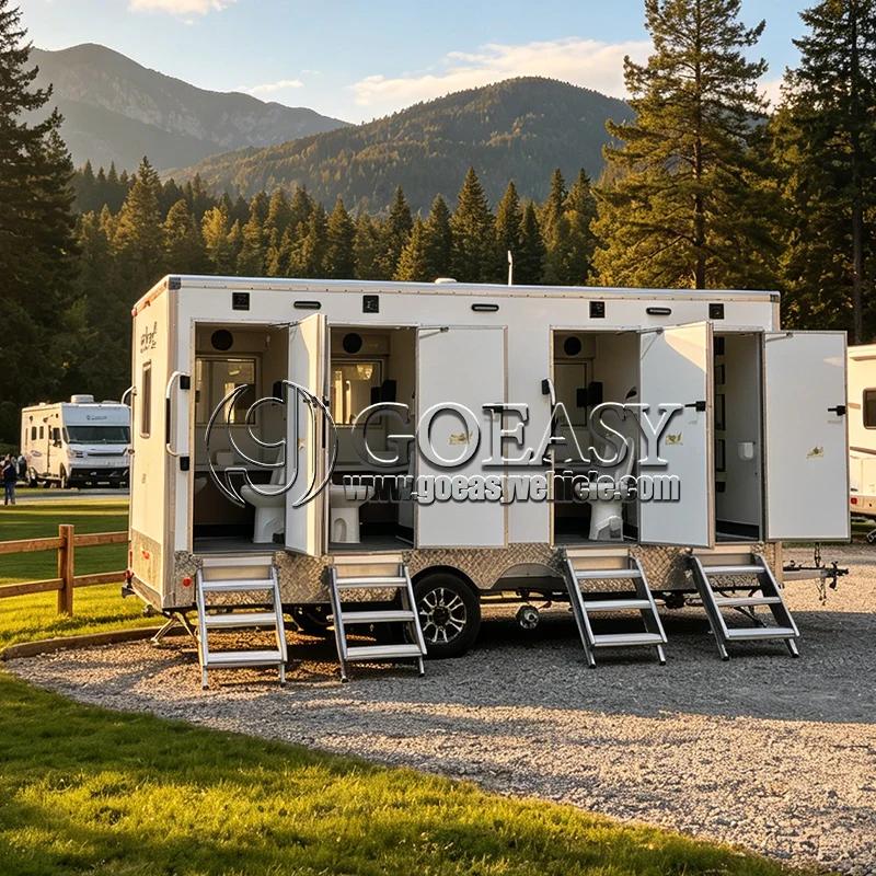 Customized Luxury Mobile Camping Toilet And Shower Trailer Portable Mobile Wedding Bathroom Trailer For Sale
