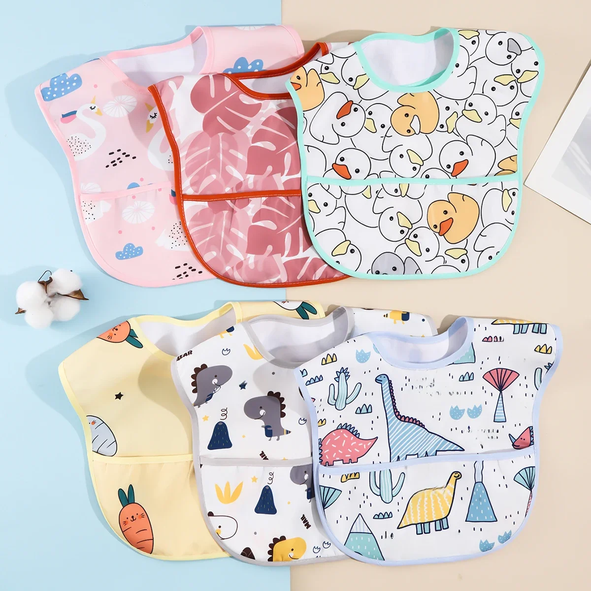 Bavoirs de Poche Imperméables à Motif de Dessin Animé pour Bébé, Tablier d'Alimentation, Réglable, Mignon, pour Enfant