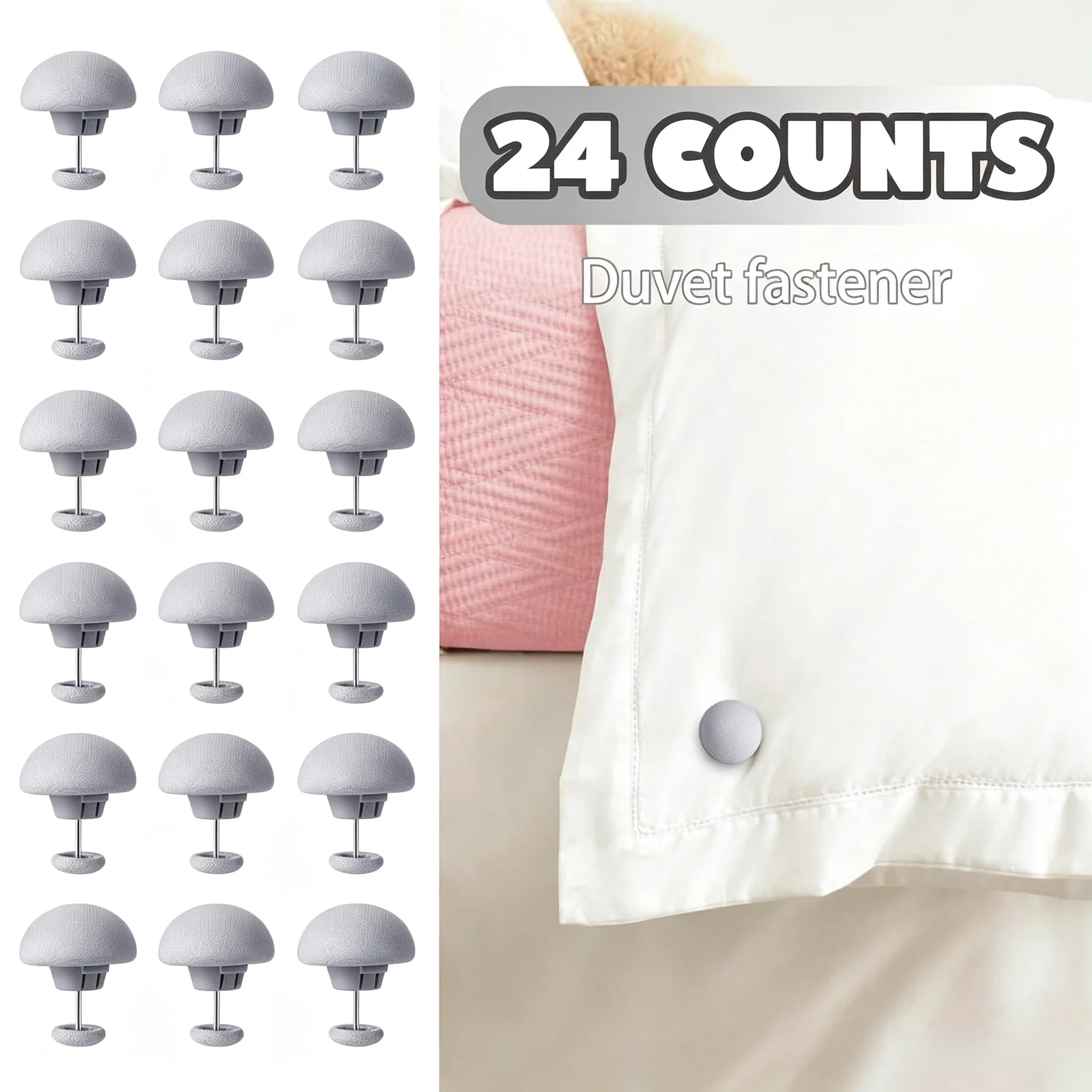 24 Counts Duvet Clips, Quilt Fixing Clips, Classic Linen Double Sided Pin Fasteners, Quilt Corner Duvet Holder Clip Duvet Cover