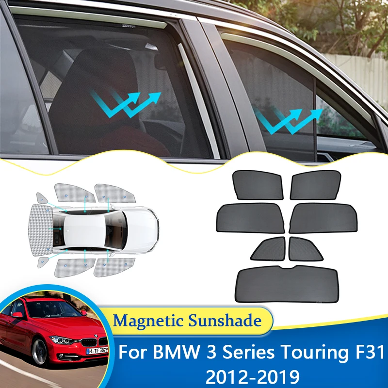 For BMW 3 Series Touring F31 2012~2019 Wagon Magnetic Sunshade Window Visor Sun Curtain Shade Shield Cover Net Mesh Protection