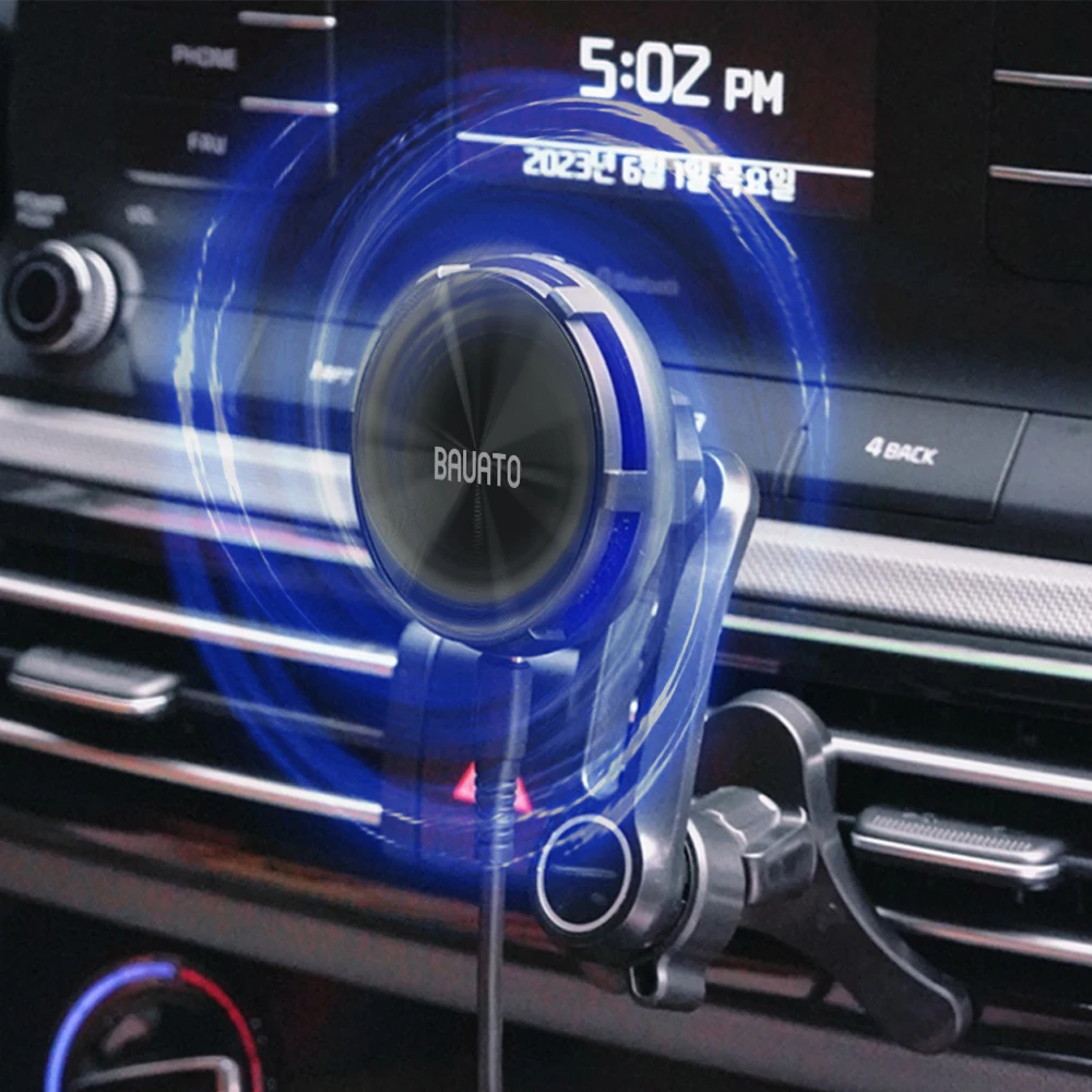 [شحن بدرجة حرارة منخفضة] مبرد تشغيل السيارة Bauato Supercool المغناطيسي بقدرة 15 وات، شحن لاسلكي سريع