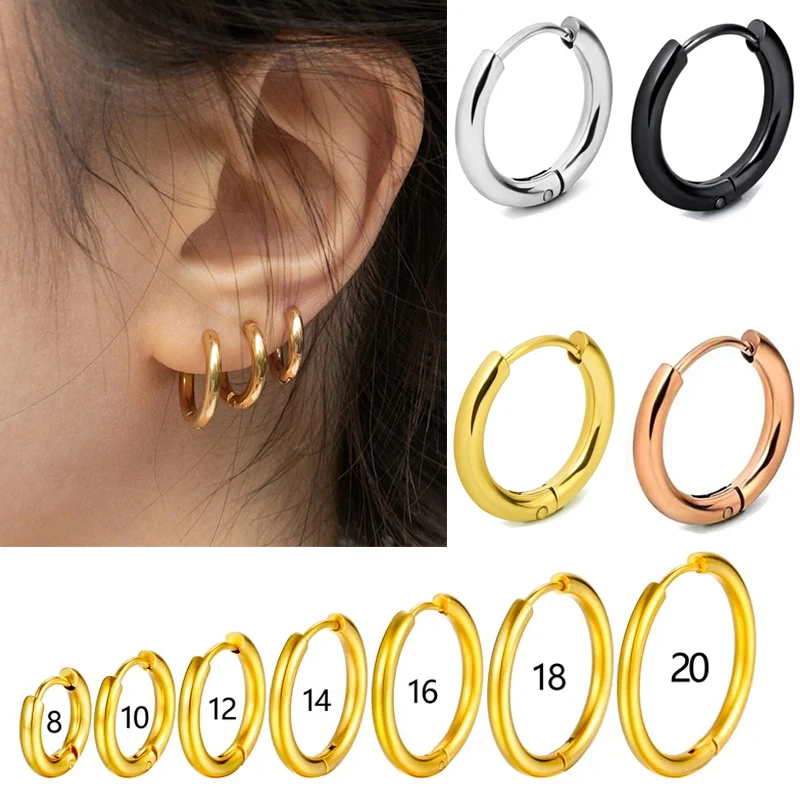 2PC/Set Simple Stainless Steel Hoop Earrings For Women Men Fashion Not Fade Round Circle Earrings Jewelry pendientes para mujer