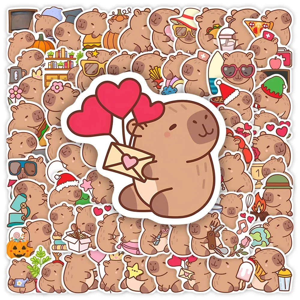 Autocollant Capybara de dessin animé amusant, jouet pour enfant, autocollant décoratif pour Scrapbook, Journal indésirable, ordinateur portable, téléphone, bouteille de bagages, étanche, DIY bricolage