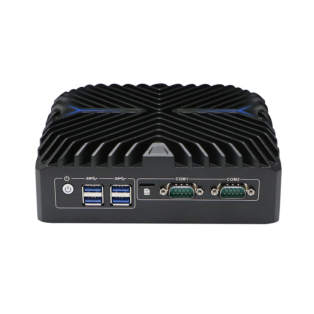 HUNSN Piastra base su guida DIN Mini PC, PC industriale, Core I7, BX10a, Windows 11/Linux Ubuntu, TPM2.0, 2 LAN, slot SIM, 2 COM, 2 HDMI, WOL