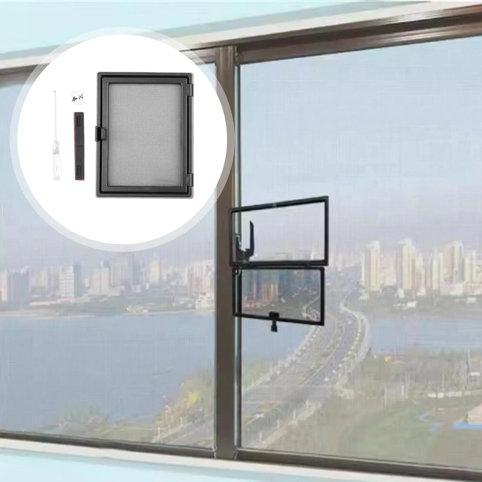 Screen Breathable Home Easy Installation Summer Small Mesh for Living Room Door  with Handle Office Dorm Bedroom