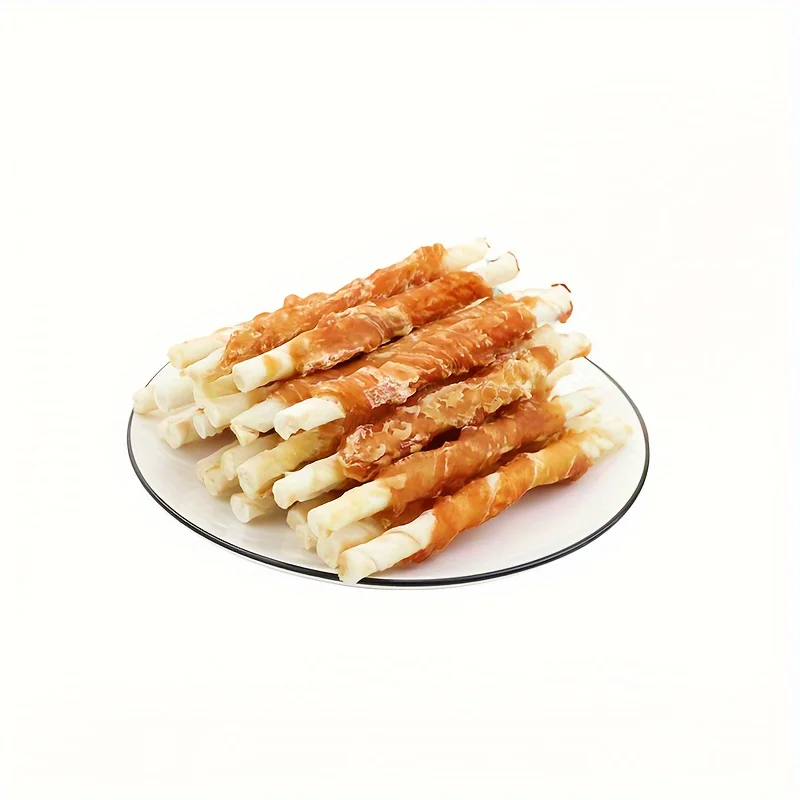 4-Pack(4 x 100g/3.53oz) 400g/14.12oz Chicken Wrapped Rawhide Sticks, Dog Treats For Small, Medium, & Large Dog