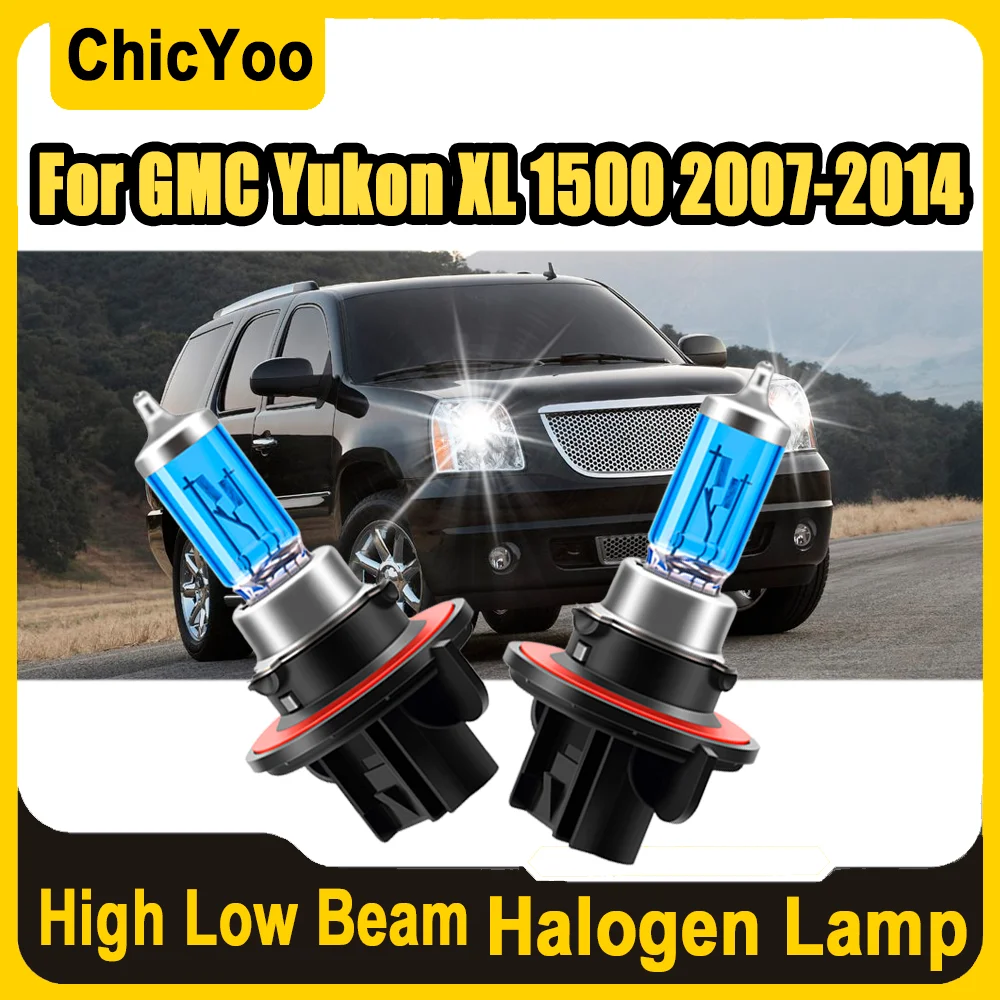 

2PCS High Power 100W Super Bright Halogen Lamp Plug and Play 6000K Super White Auto Headlamp 12V For GMC Yukon XL 1500 2007-2014