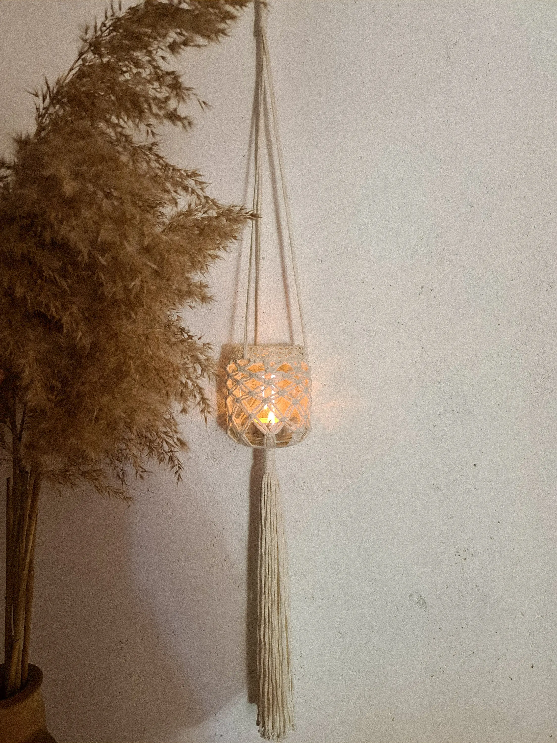 Outdoor decor Lake house decor Coastal decor Macrame hanging lamp Small lantern Garden decor Macrame