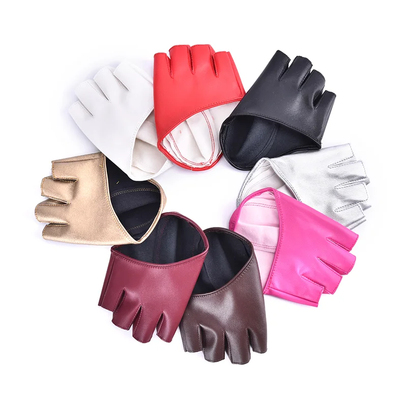 Pu Leather Fingerless Glove For Goth Punk Rock Lolita Harajuku Stage Party