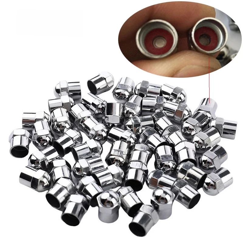 AliExpress NONE Chrome Copper Car Tire Valve Caps Metal Bike Tyre Valve Caps Dome Shape Car Wheel Stem Dust Valve Covers for Motorcycles Truck