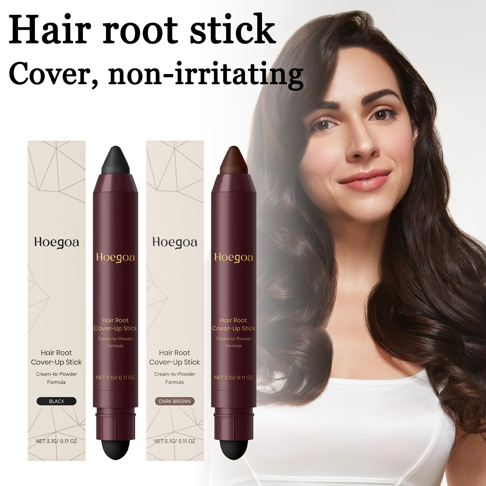 

2 Colors Plant-based Hair Root Color Matching Stick Gentle Nourishing Scalp Non-irritating Natural Hair Coverage Hairline Cover