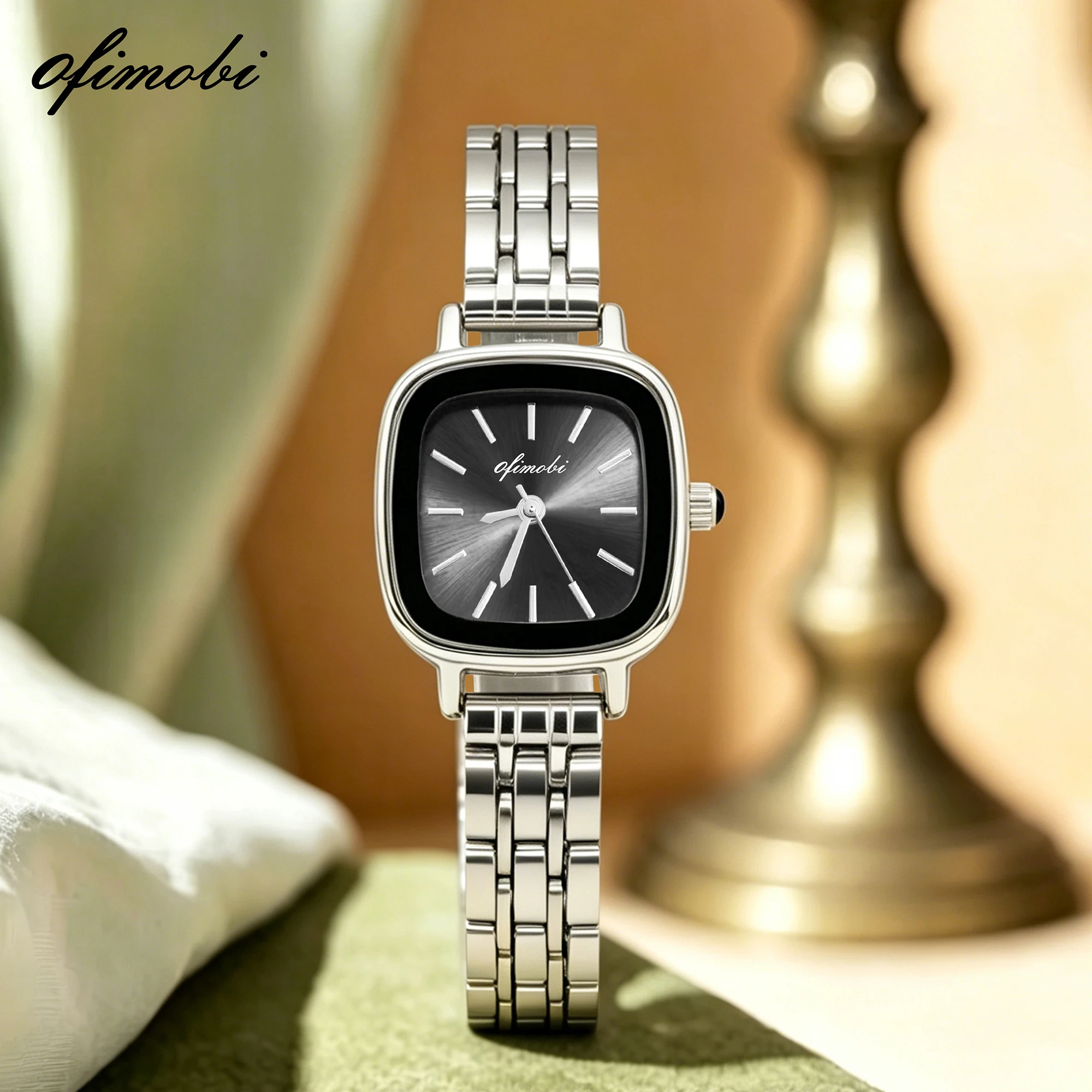 OFIMOBI Women Quartz Watch Small Square Dial Stainless Steel Bracelet Daily Water Resistant Elegant Dress Watch