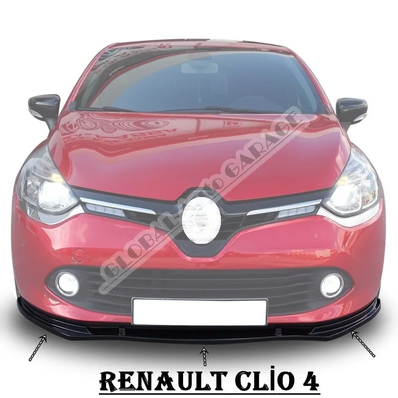 

For Renault clio 4 Front Bumper Attachment Lip 2012-2019 Piano Glossy Black Splitter Diffuser Universal Spoiler Bumper Mud Flaps