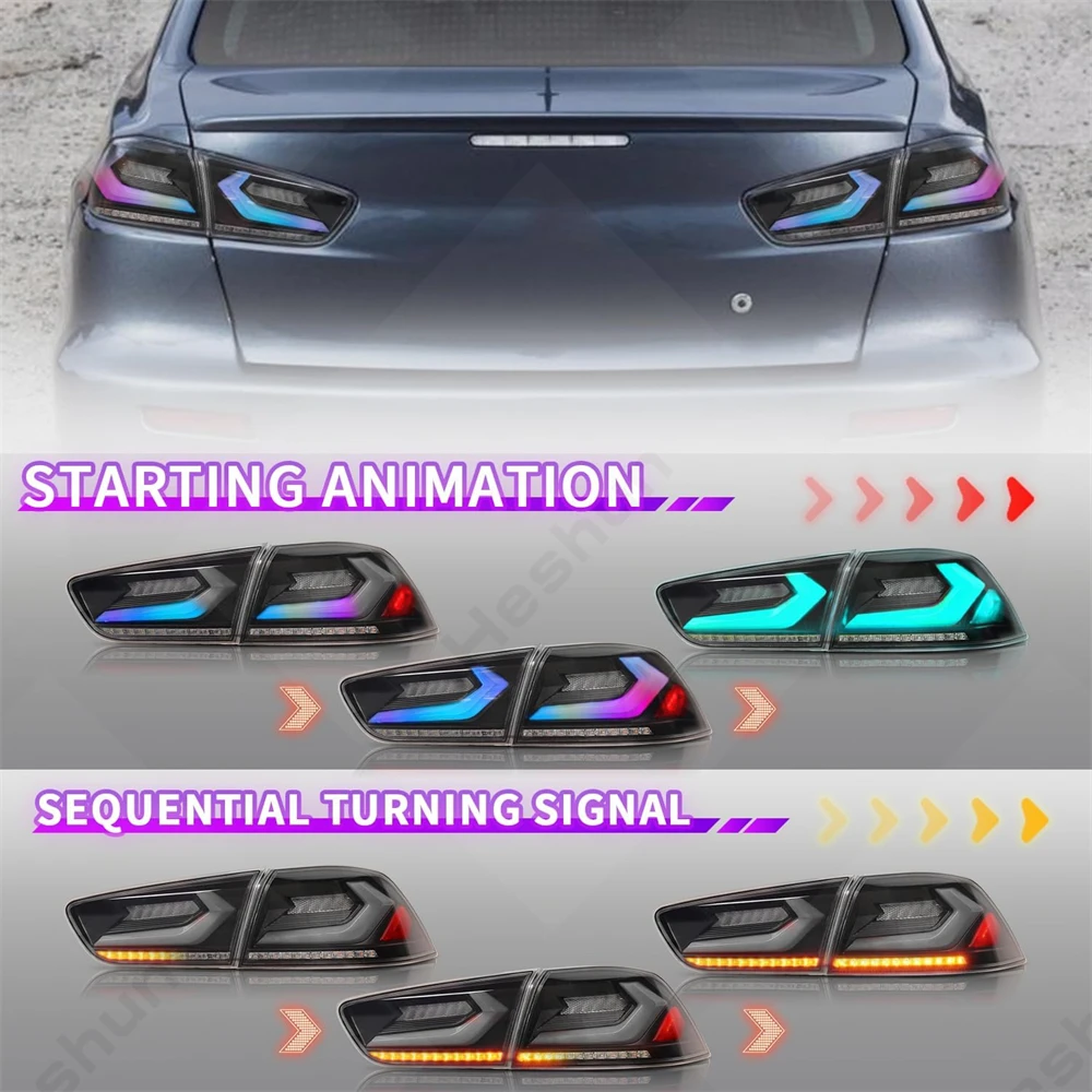 لميتسوبيشي لانسر EVO EX SE ES GT GTS DE X 2007 - 2020 LED المصابيح الخلفية DRL إشارة متتابعة E-mark الذيل ضوء مجموعة مصابيح