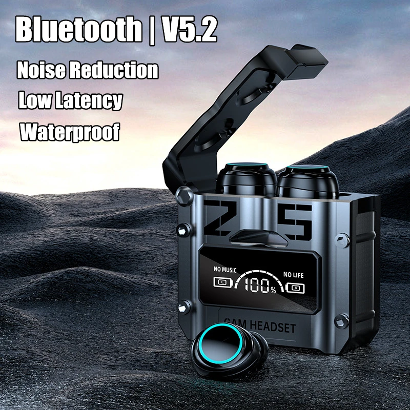 FANGTUOSI-Fones De Ouvido Sem Fio Bluetooth, Fones De Redução De Ruído, Touch Control Earbud, TWS Mecha Gaming Headset, Baixa Latência, M25