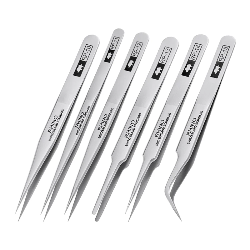 Professional Stainless Steel Tweezers Tool with Precision Straight Curved Tip for Electronics