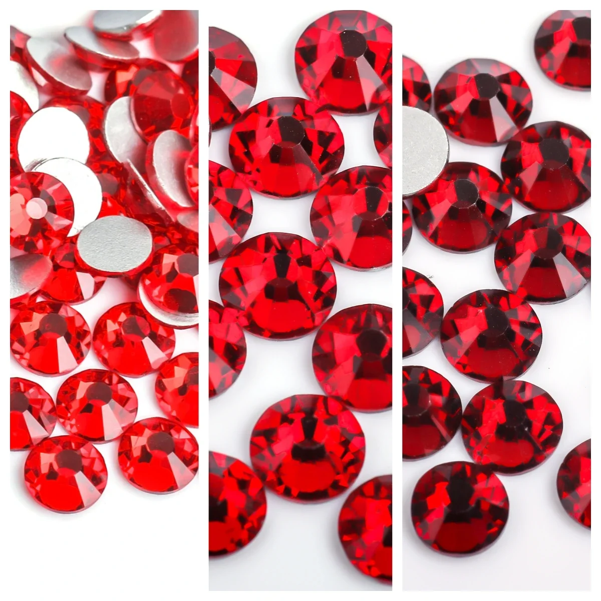 Siam Glas 3d Nail Art Strass ss3 ss4 ss5 ss6 ss8 ss10 ss12 ss16 ss20 ss30 ss34 Kristall nicht Hotfix Nail Art Dekorationen