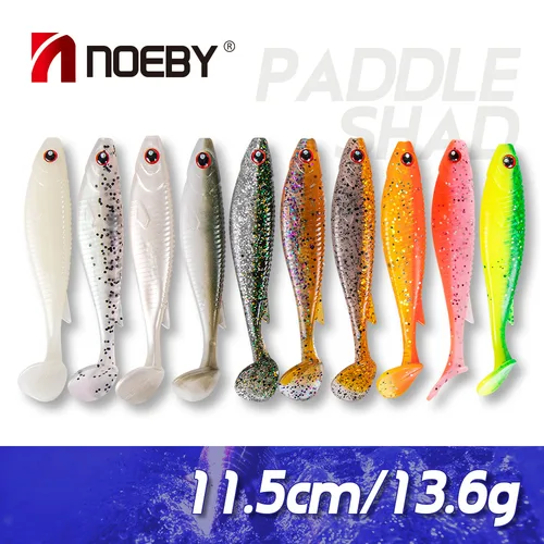 Noeby-señuelo suave de silicona, 16 Uds., 10cm, 8g, cola de paleta, Jigging Wobblers Drive Shad, Swimbait Artificial, Fluke Pike Leurre Souple