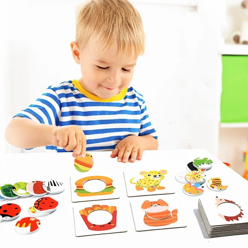 

Игрушка Монтессори для раннего образования, деревянные мультяшные животные, познавательные головоломки, игрушка, игра на память, мелкая моторика, игрушки, подарки для детей