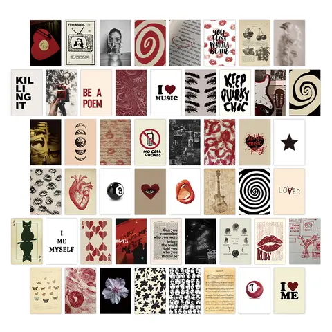 50pc 다운타운 소녀 벽 콜라주 키트 룸 장식 십대 소녀를위한 미니 다운타운 여성 포스터 빈티지 Rockstar 엽서 벽 예술
