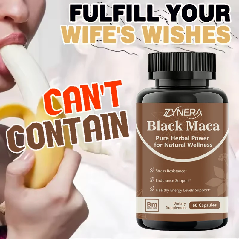 

Pure Black Maca Ashwagandha Capsules Energy Supplement Boost Performance Support Reproductive Health for Men