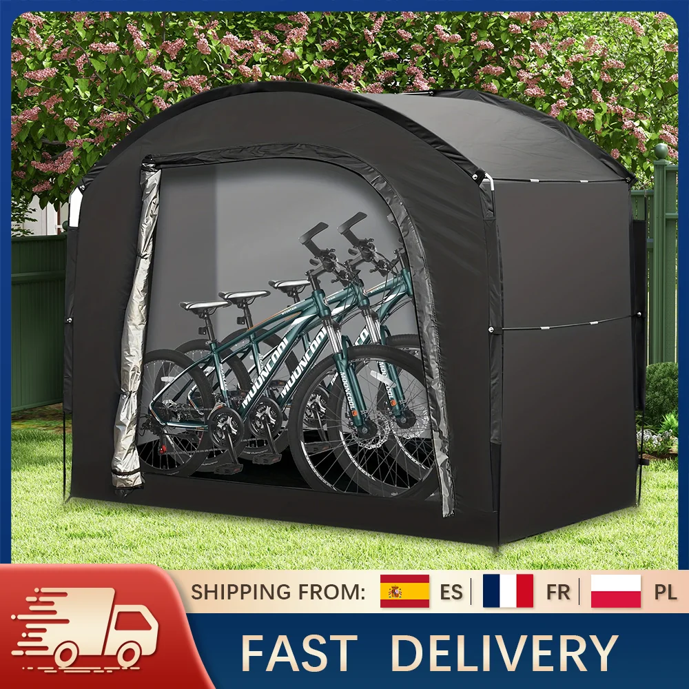 Tente de rangement pour 4 vélos, garage à vélos extérieur, housse de protection pour vélos, tissu Oxford 210D imperméable, tente de camping et de jardin, 220 x 150 x 185 cm
