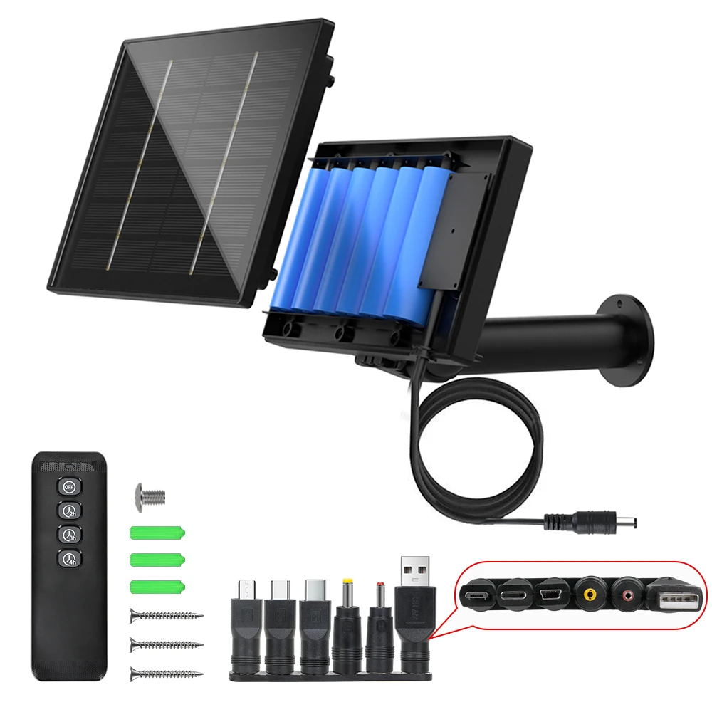 D4R Solar Panel Charger 5v 6v output built in 18650 battery Solar Power Charger TypeC Mirco USB interface for Security ip Camera