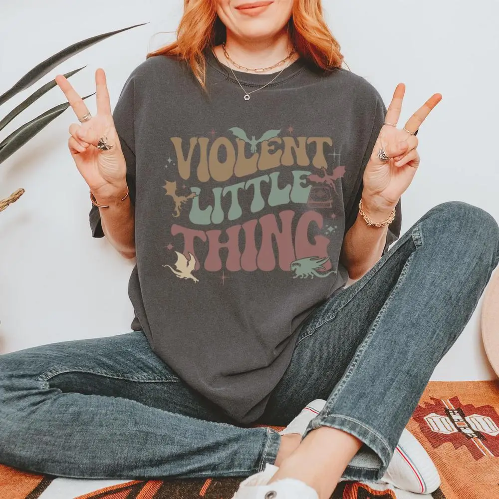 Vrouwen Katoenen T-shirt Gewelddadige Kleine Ding Vintage Zachte T-shirt Vierde Vleugel Xaden Citaat Tee Dragon Rider Tee Fashion Crop Tops