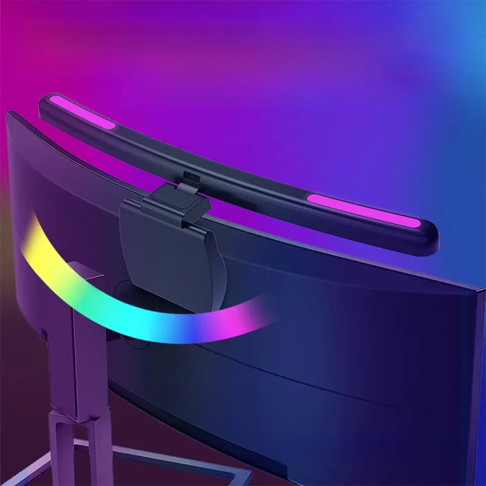 USB Bezstopniowe przyciemnianie ekranu Wiszące światła Zakrzywiony ekran Monitor Listwa świetlna RGB Tło Atmosfera Lampa biurkowa Monitor Listwa świetlna — zdjęcie 2