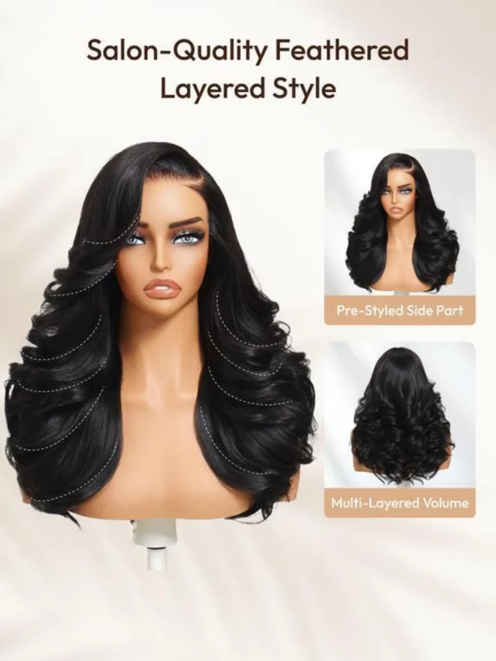 Парик Нескользящий Nadula 7x5 2.0 ™   Парик с невидимыми узлами, пернатый слой, боковая часть, кружевной волнистый парик, надеюсь и выйти за шнурком, плотность 200%