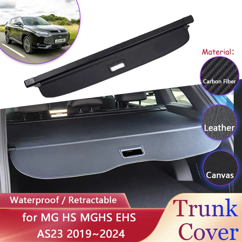 Car Trunk Curtain for MG HS MGHS EHS AS23 2019~2024 2020 2021 Waterproof Retractable Luggage Rack Cargo Pad Covers Accessories