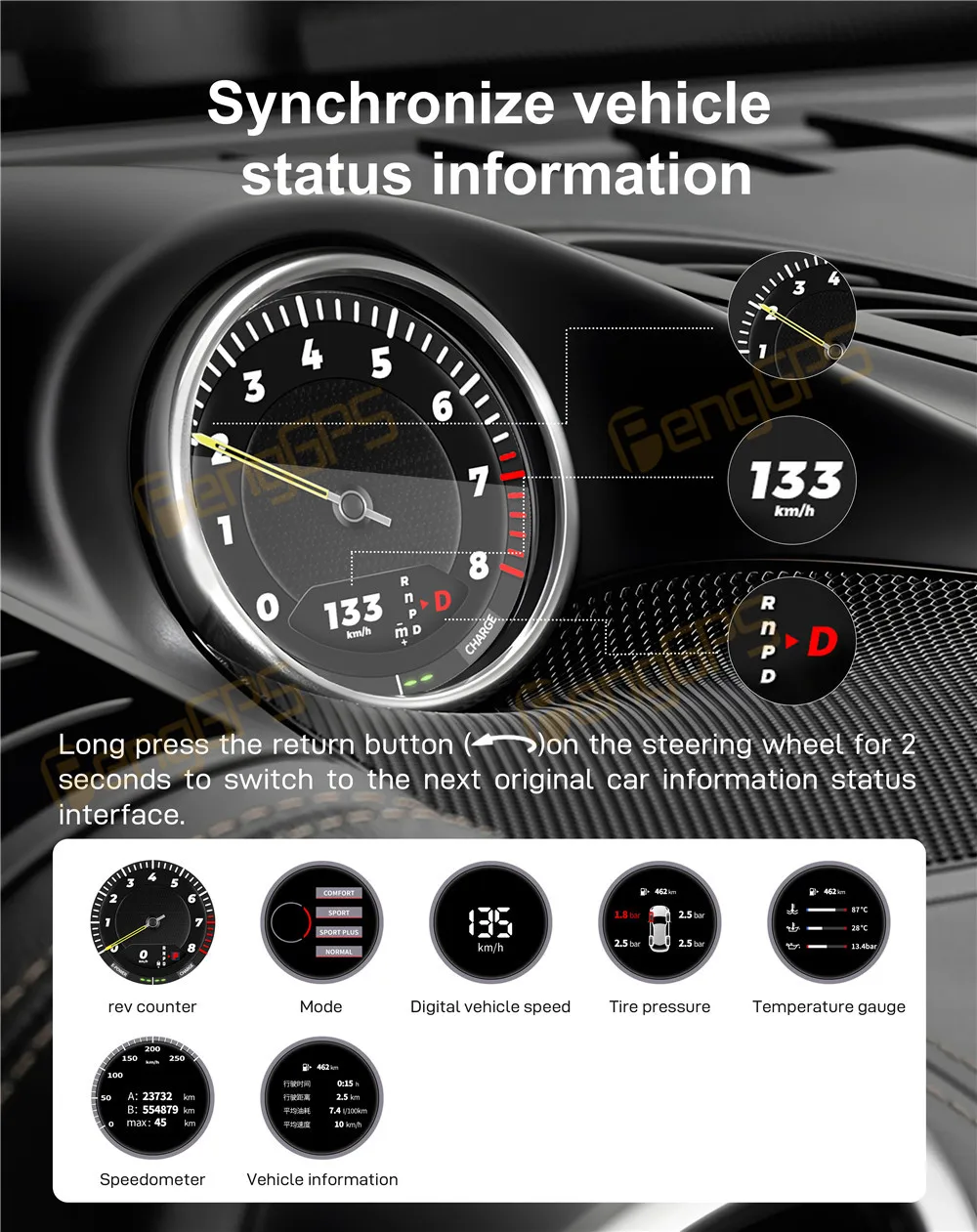 Car Stopwatch For Porsche Paramera Cayenne Macan 718 911 taycan 2010 - 2022 Interior Dashboard Center Clock Compass Time