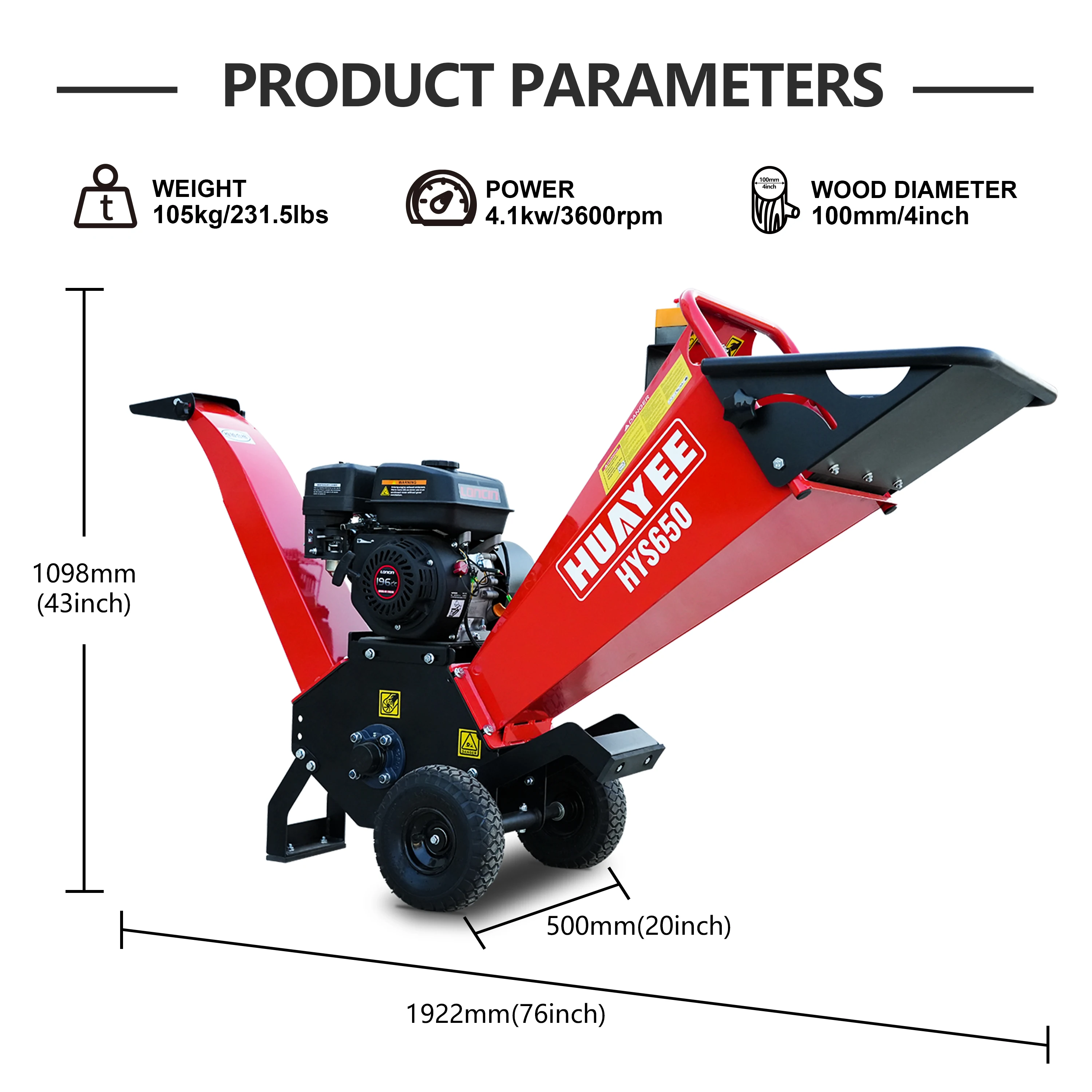 6.5마력 196cc 가솔린 엔진 나무 파쇄기, 나뭇잎 및 가지 분쇄기, 나무 관리 및 조경용 브러시 치퍼