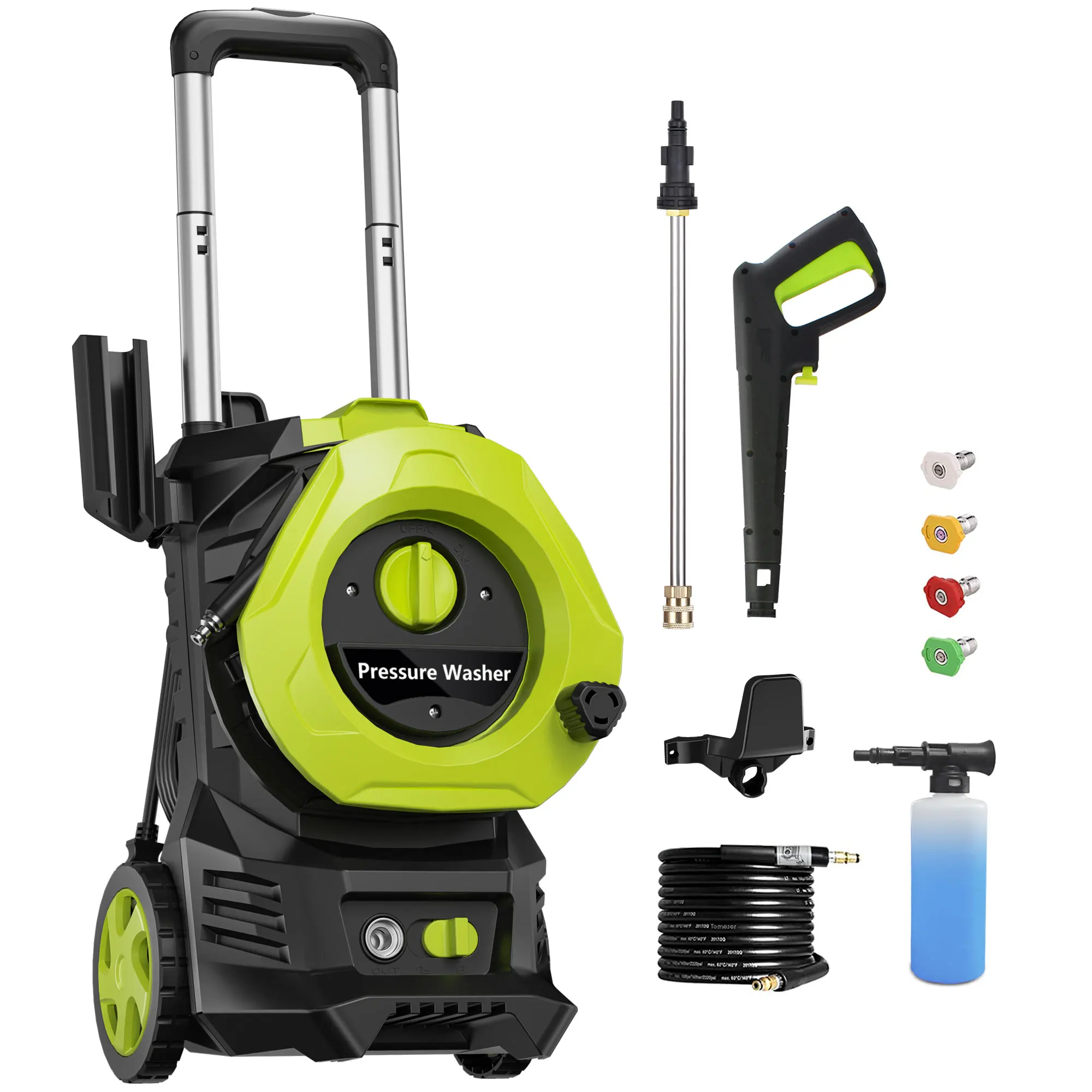 

Electric Pressure Washer, 4200PSI Max 2.6 GPM Power Washer, With 25FT Hose, Aluminum Alloy Telescopic Rod, 4 Quick Connect Nozzl