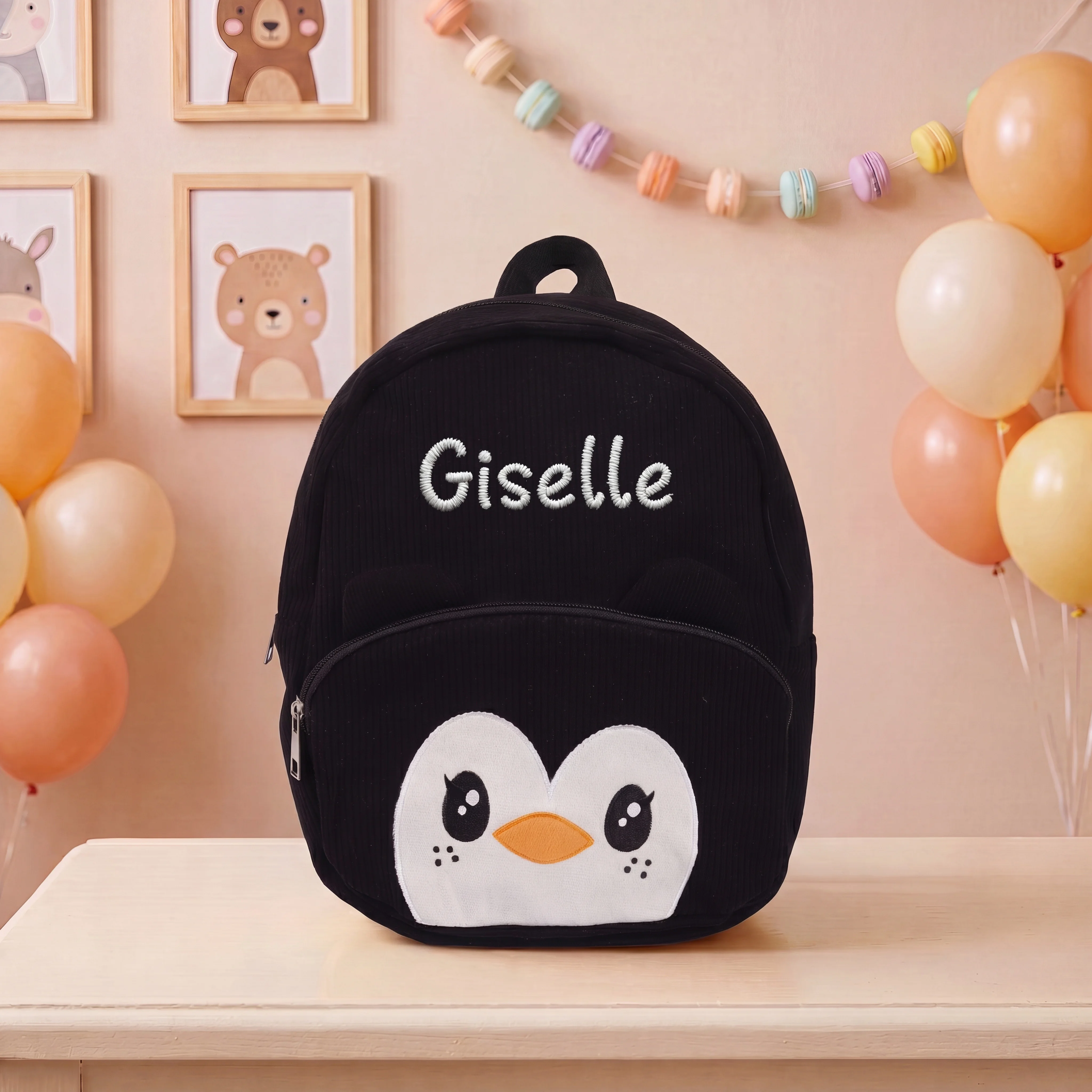 Custom Embroidered Name Kids Backpack Corduroy Cartoon Panda Unicorn Duck Toddler School Bag,Baby Shower Gift - view 3