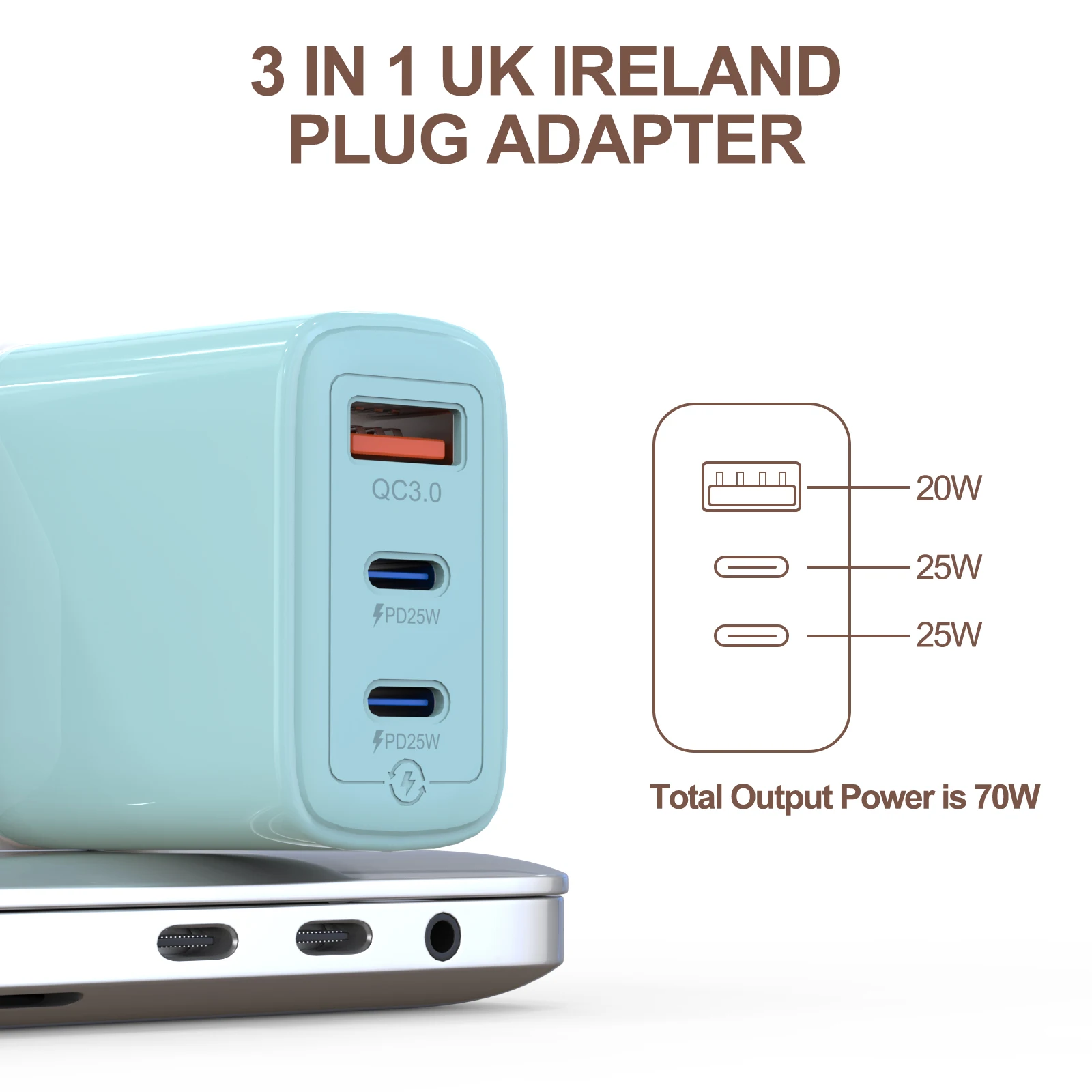 شاحن سريع للهاتف المحمول بخمسة ألوان بقدرة 100 وات بتصميم 3 في 1 لهواتف iPhone وAndroid وSamsung وXiaomi وHuawei وغيرها من الهواتف الذكية