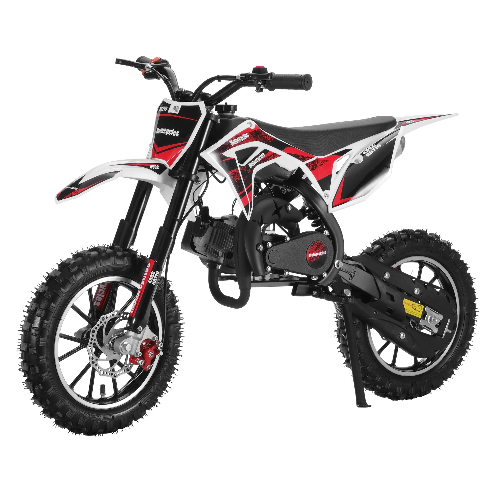 Mini moto tout-terrain pour enfants, freins à disque avant et arrière, motocross à essence, noir, 2 temps, 49cc, D343