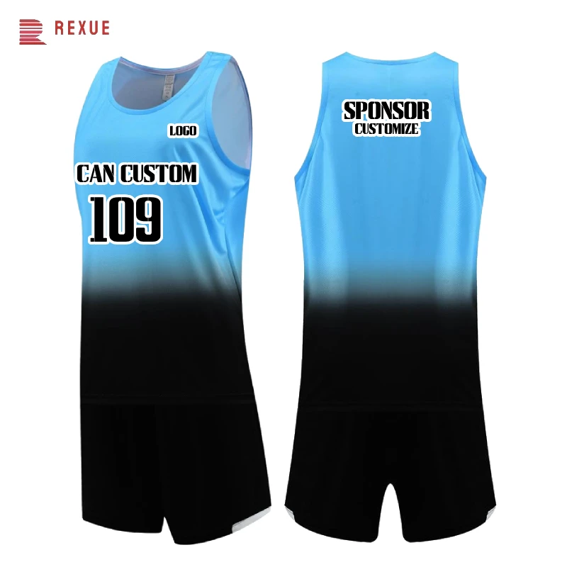 

Unisex Summer Marathon Quick Dry Sports Set Tank Top + Shorts Gradient Sleeveless Jogging Suit Men Women Trendy Sports Clothes