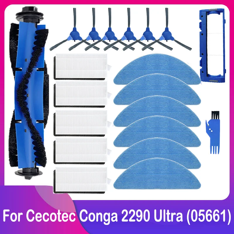 Peças de Substituição a Vácuo Robô, Escova Lateral Principal, Filtro Hepa, Mop Rag, Acessórios para Cecotec Conga 2290, Ultra 05661