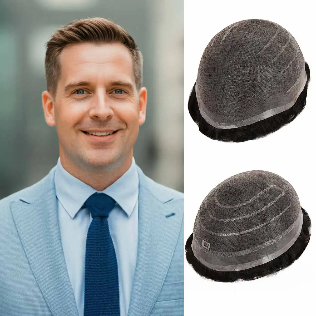 

TUM05 Full Welded Mono Base Hair System Light to Medium Density Undetectable Hairline Indian Remy Human Hair