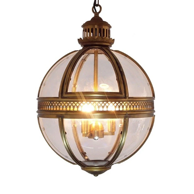 Imagem -05 - Vintage Loft Globo Luzes Pingente Retro Fixture Jardim Impermeável Quintal Bola de Vidro de Ferro Lâmpada Led ao ar Livre Preto Dourado 400 mm E27