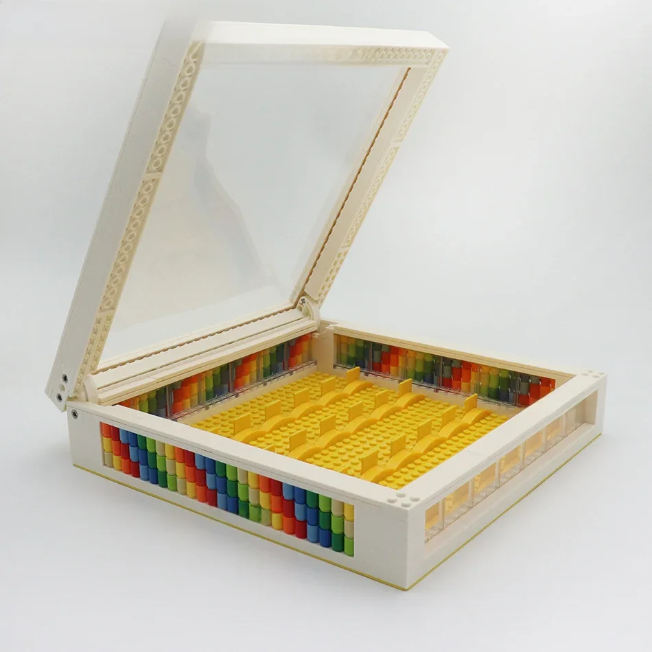 MOC Clamshell Wandmontage Stad Figuren Display Collectie Opbergdoos Stofdicht Plexiglas Board Bouwstenen met Stands - afbeelding 2