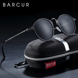 BARCUR aluminium magnezu Vintage okulary przeciwsłoneczne dla mężczyzn spolaryzowane okrągłe okulary przeciwsłoneczne damskie okulary Retro óculos Masculino