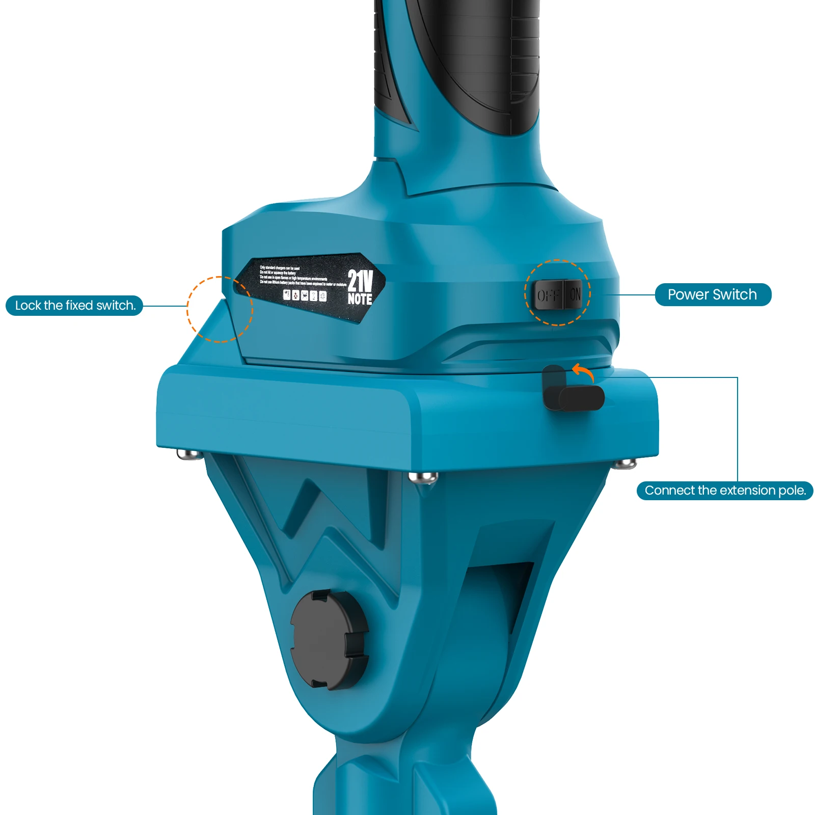 قضيب تمديد من النوع 2 متر لقص التقليم الكهربائي والمنشار 180 °   ضبط قضيب تصغير عالي الفروع لبطارية ماكيتا 18 فولت