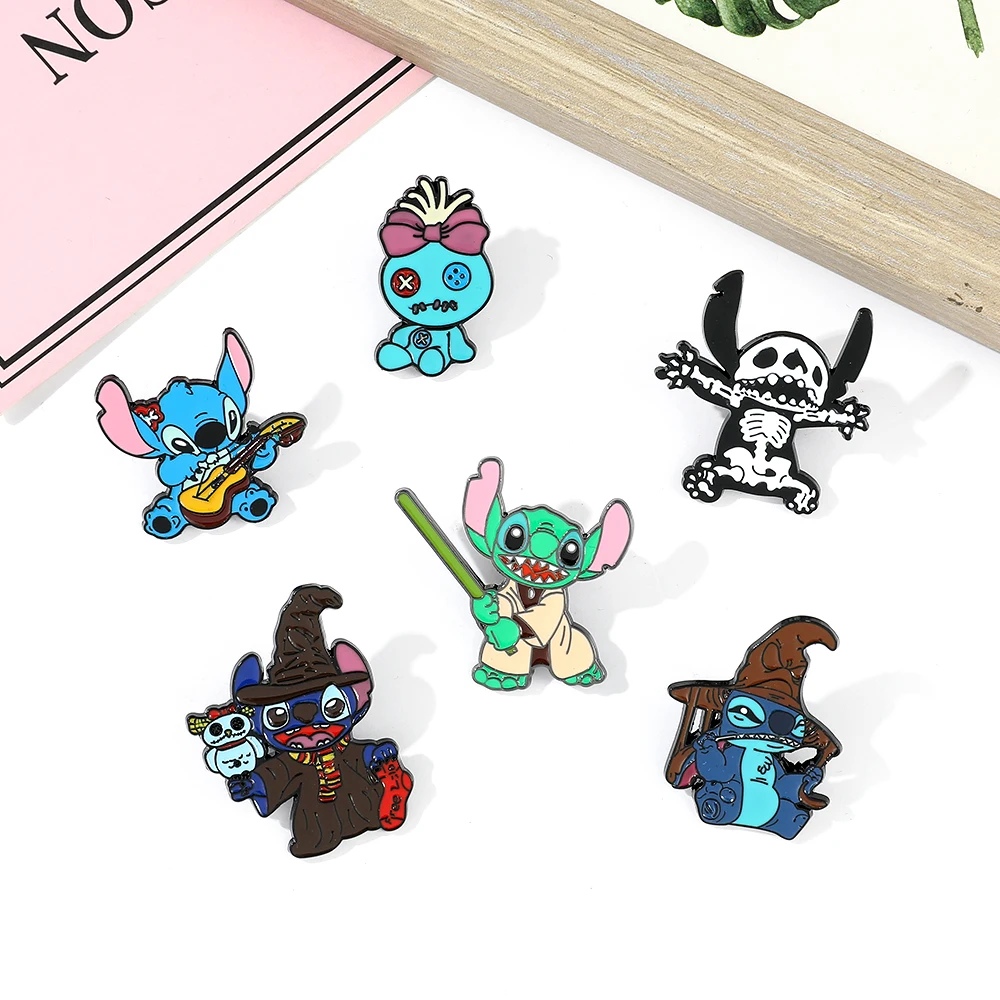 Disney Lilo & Stitch Brooches Cute Stitch Pin for Backpack Cartoon Anime Metal Badges for Bag Hat Accessories Christmas Gifts